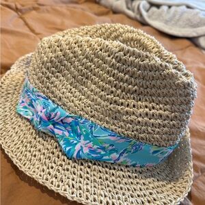 Lilly Pulitzer Straw Hat with Turquoise Floral Band